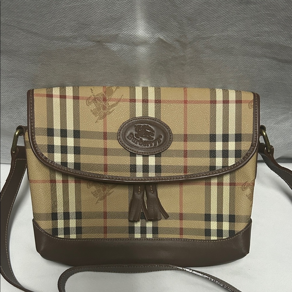 Vintage Burberry Beige and Brown Plaid Crossbody Bag